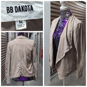BB Dakota Size Medium Suede It Out Drape Front Faux Suede Jacket Coat Outerwear